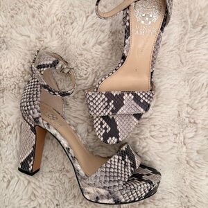 Vince Camuto Women's Snake Print Heels - Black and Cream